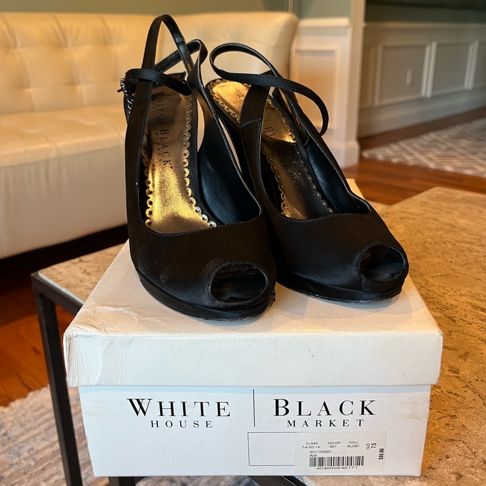 Black Satin White House Black Market Heels